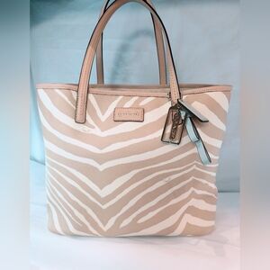 COACH Park Tan & Cream Zebra Print Metro Tote, F26983 